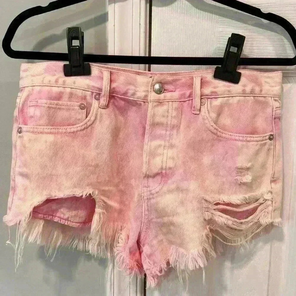 We The Free Free People Loving Good Vibrations Short Pink w/white marble Size 27 - Picture 1 of 3